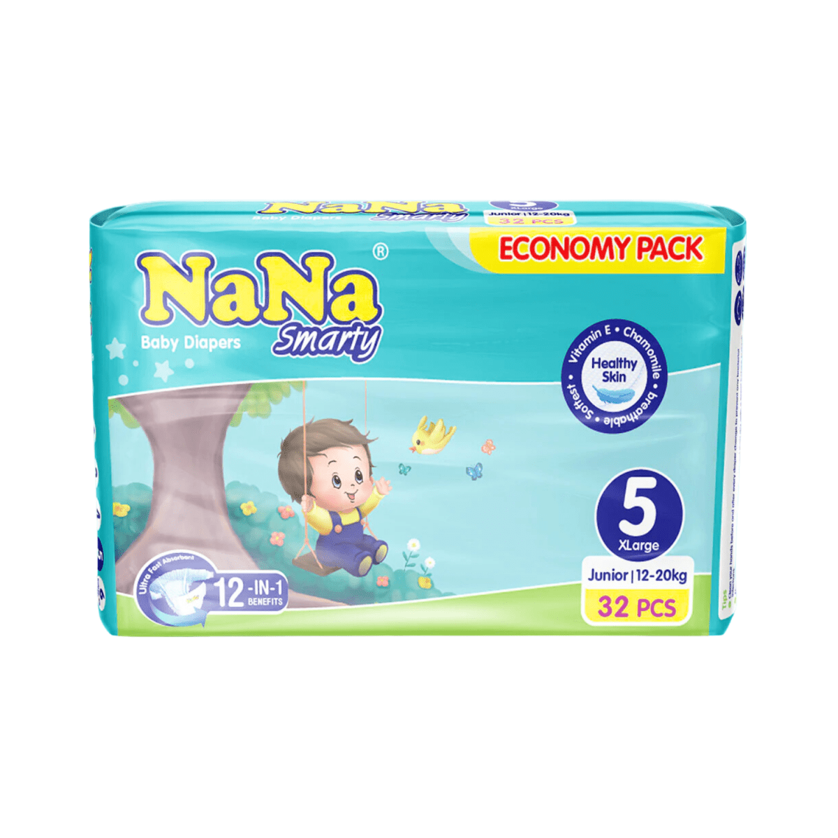 NaNa Smarty Diapers Economy Pack XL Size 5 32 Pcs 12-20kg - Gift Point