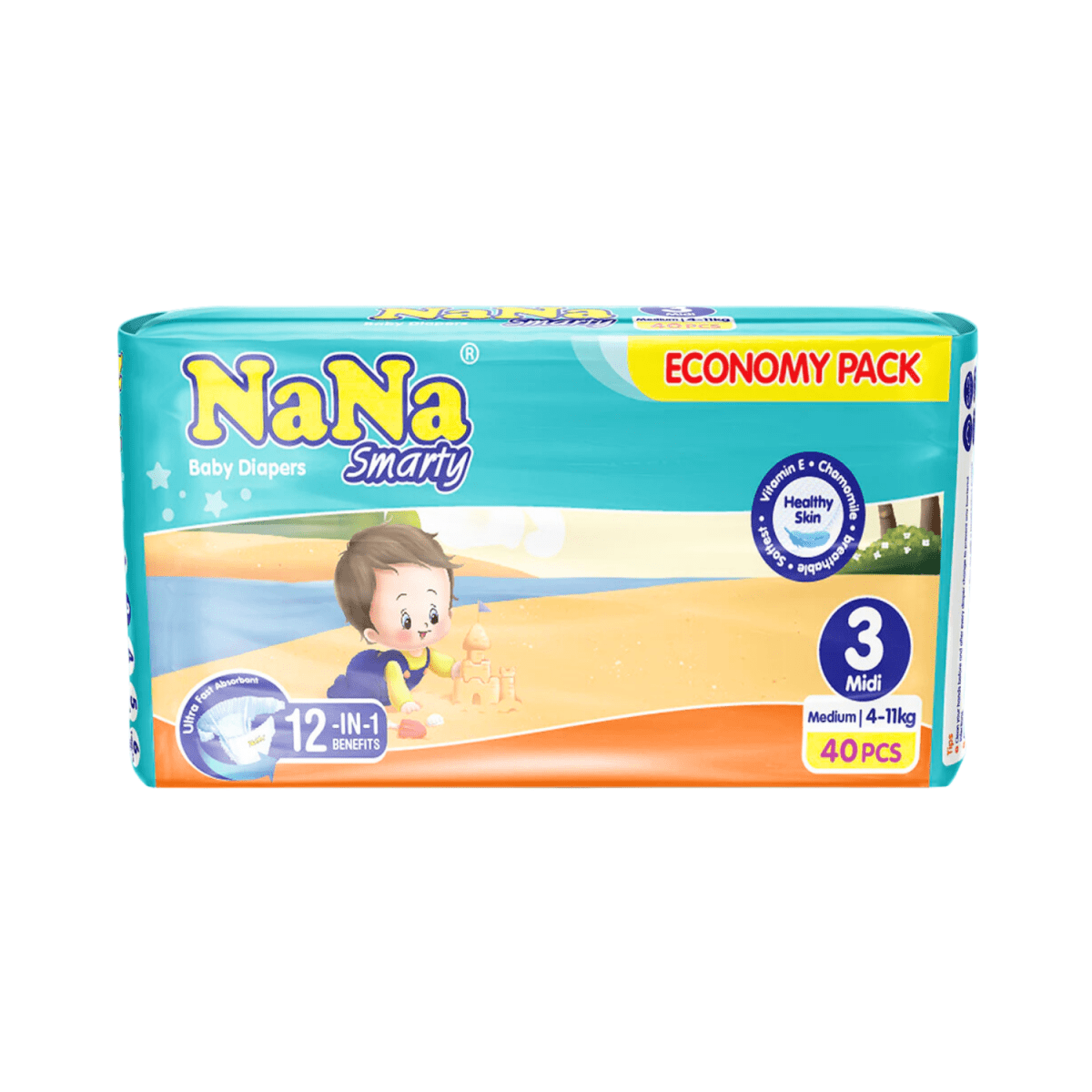 NaNa Smarty Diapers Medium Size No.3 4-11 Kg 40 Pcs - Gift Point