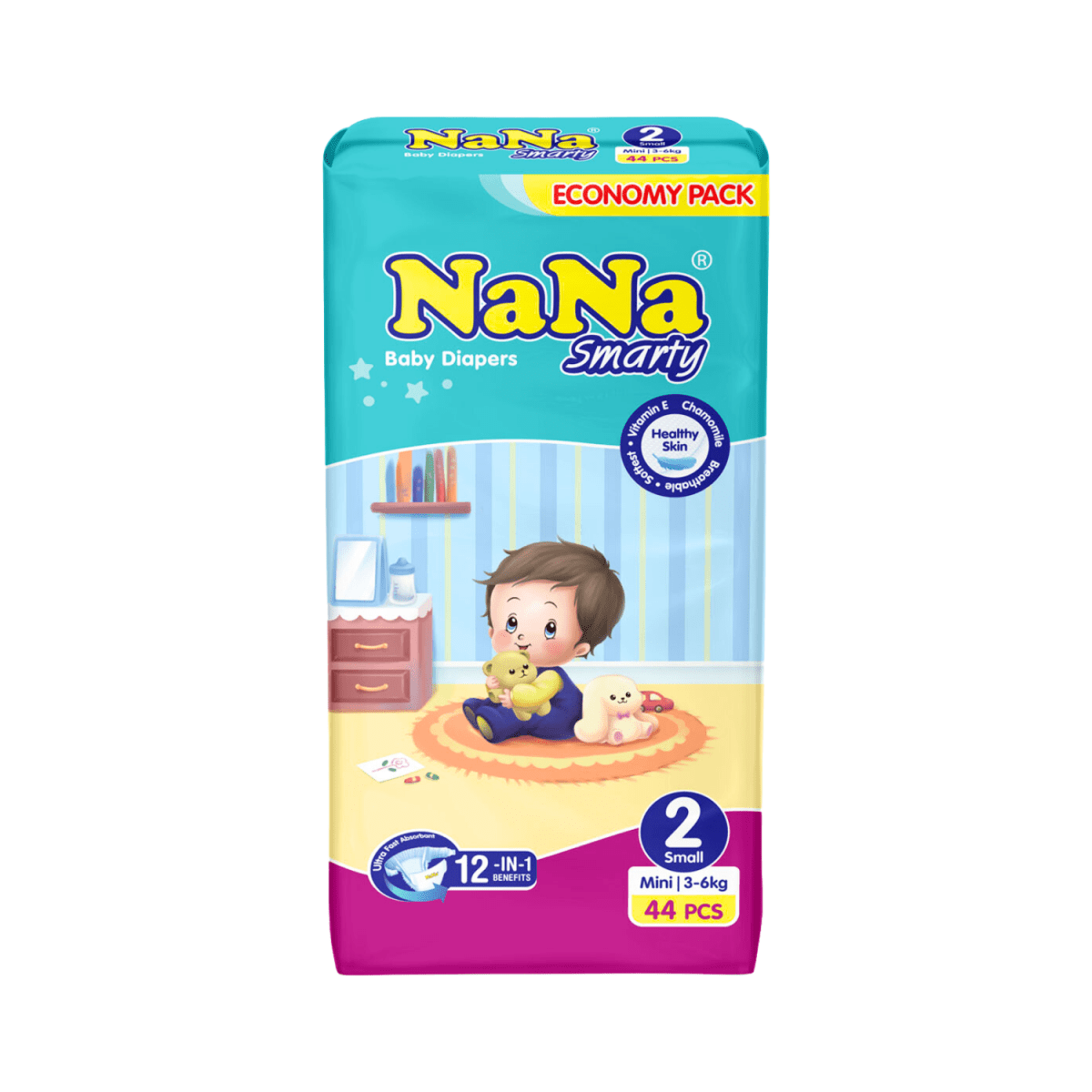 NaNa Smarty Diapers No.2 Mini 3-6 Kg 44 Pcs - Gift Point