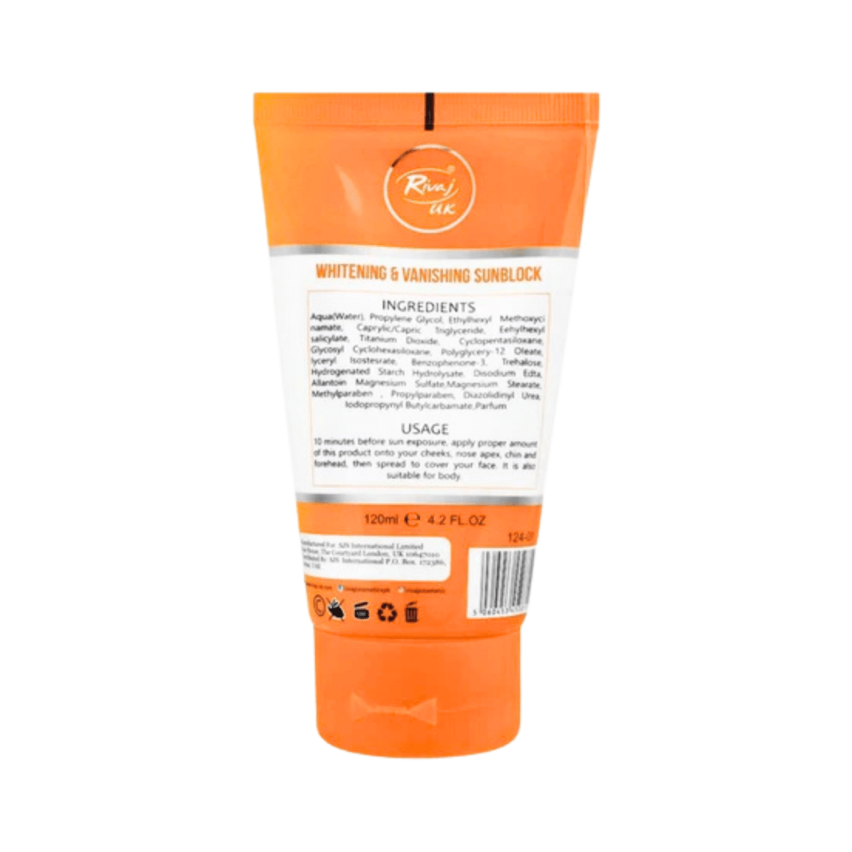 Rivaj Whitening and Vanishing Sunblock SPF60 120ml - Gift Point