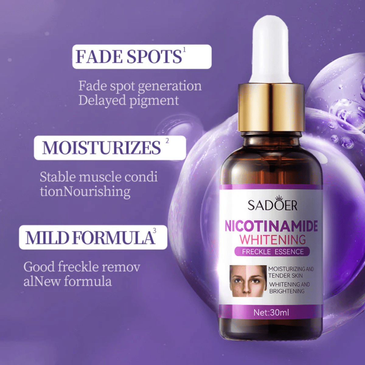 SADOER Niacinamide Whitening Freckles Serum 30ml - Gift Point
