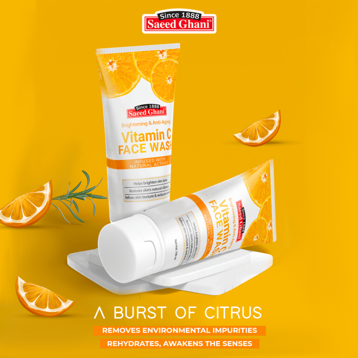 Saeed Ghani Vitamin C Brightening & Anti Aging Face Wash 100ml - Gift Point
