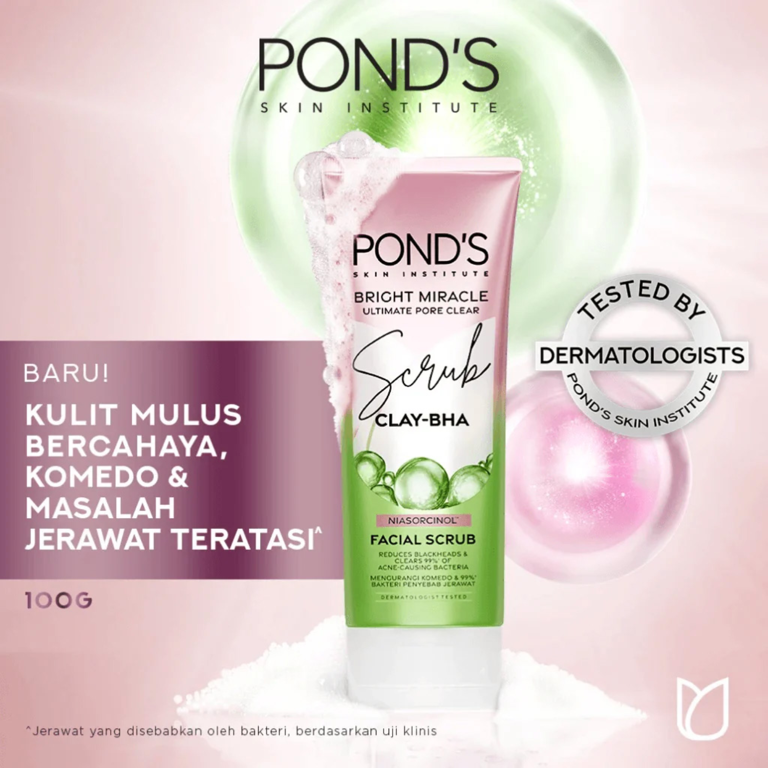 ponds-bright-miracle-pore-clear-clay-bha-facial-scrub-100g