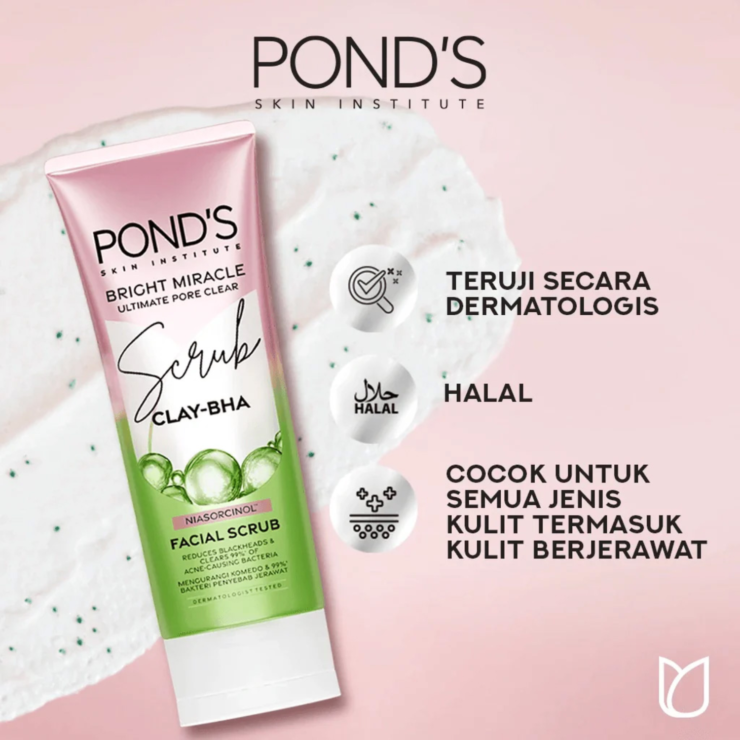 ponds-bright-miracle-pore-clear-clay-bha-facial-scrub-100g
