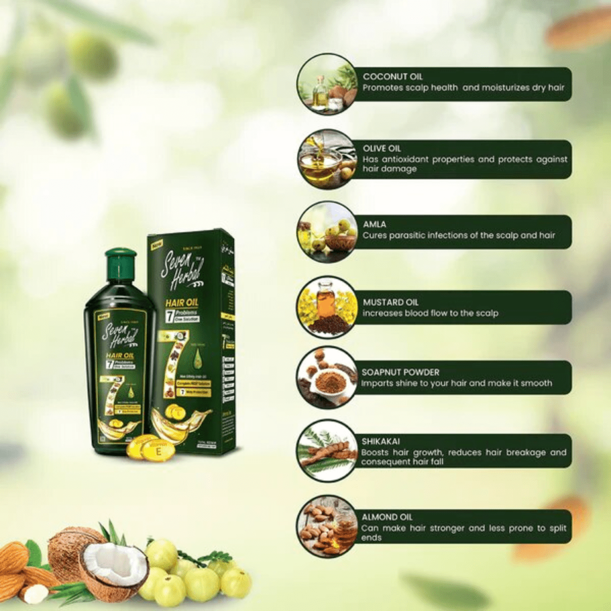 Seven Herbal Hair Oil 7 Problems One Solution 200ml - Gift Point