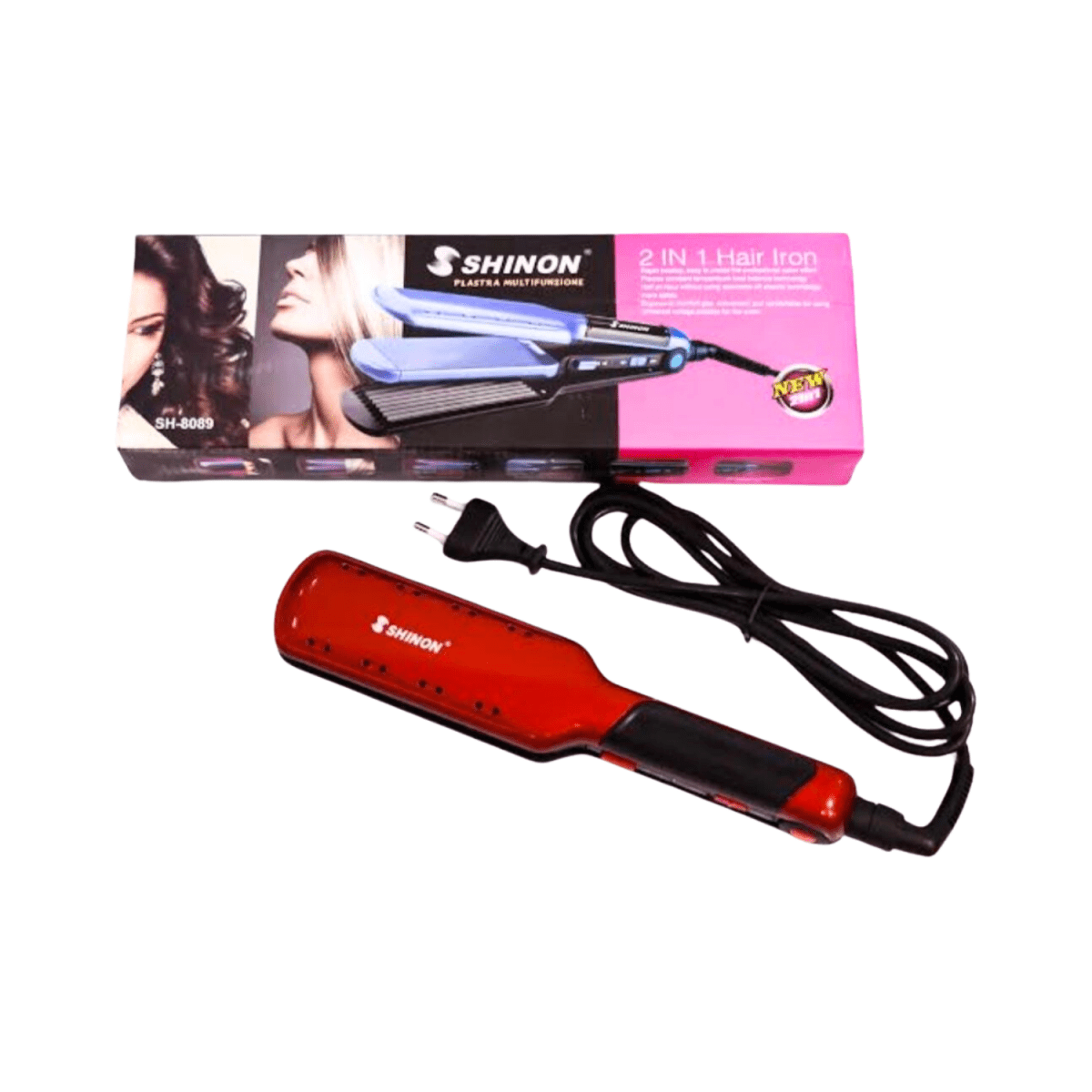 Shinon Plastra Multifunzione Sh-8089 2 in 1 Hair Straightener & Crimper - Gift Point