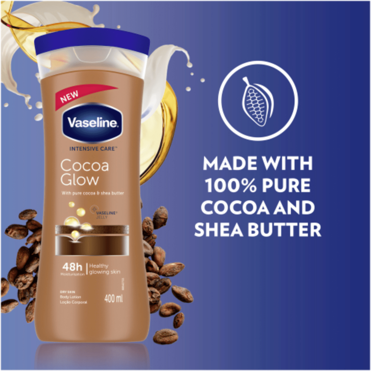 Vaseline Intensive Care Cocoa Glow Body Lotion 400ml - Gift Point