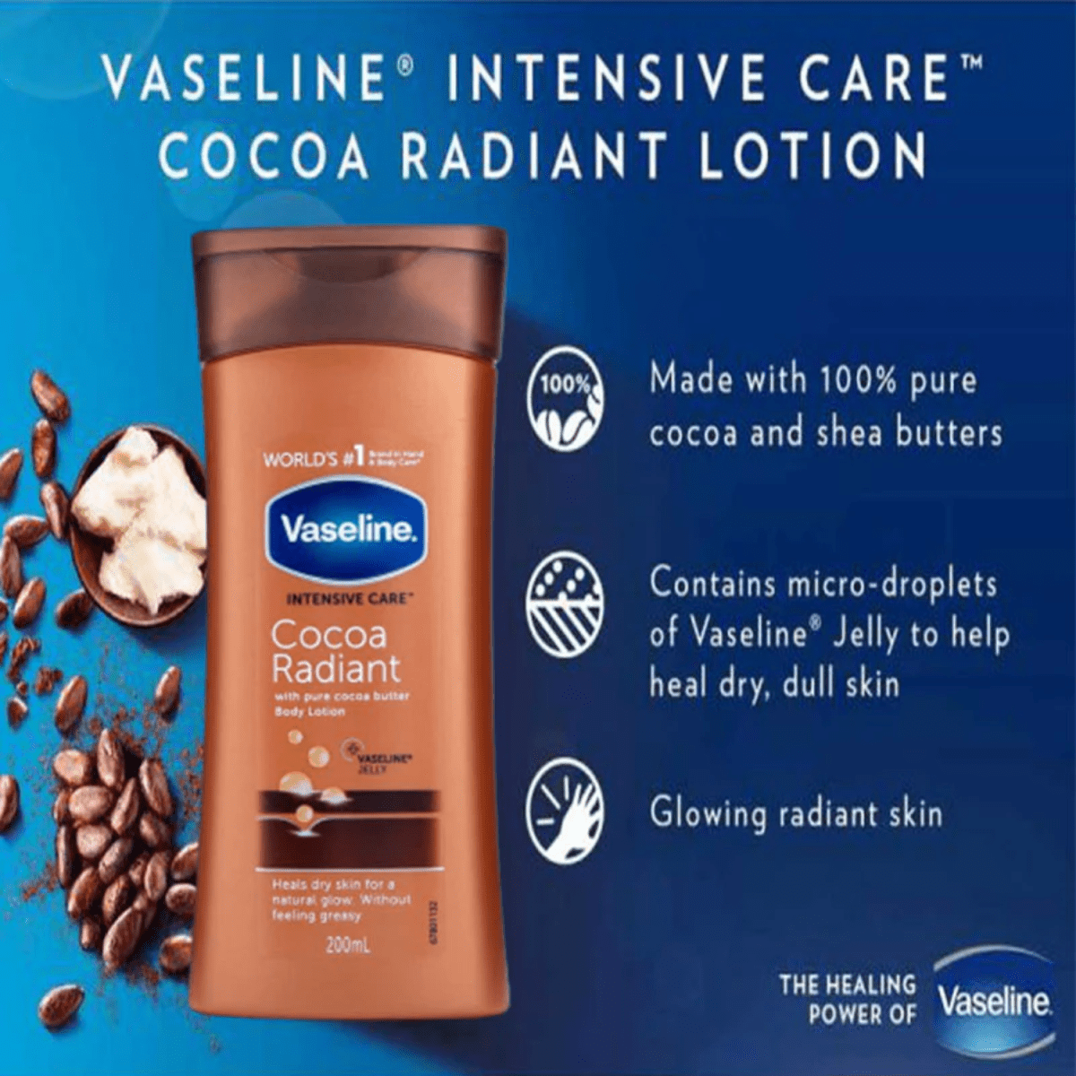 Vaseline Intensive Care Cocoa Radiant Lotion 200ml - Gift Point