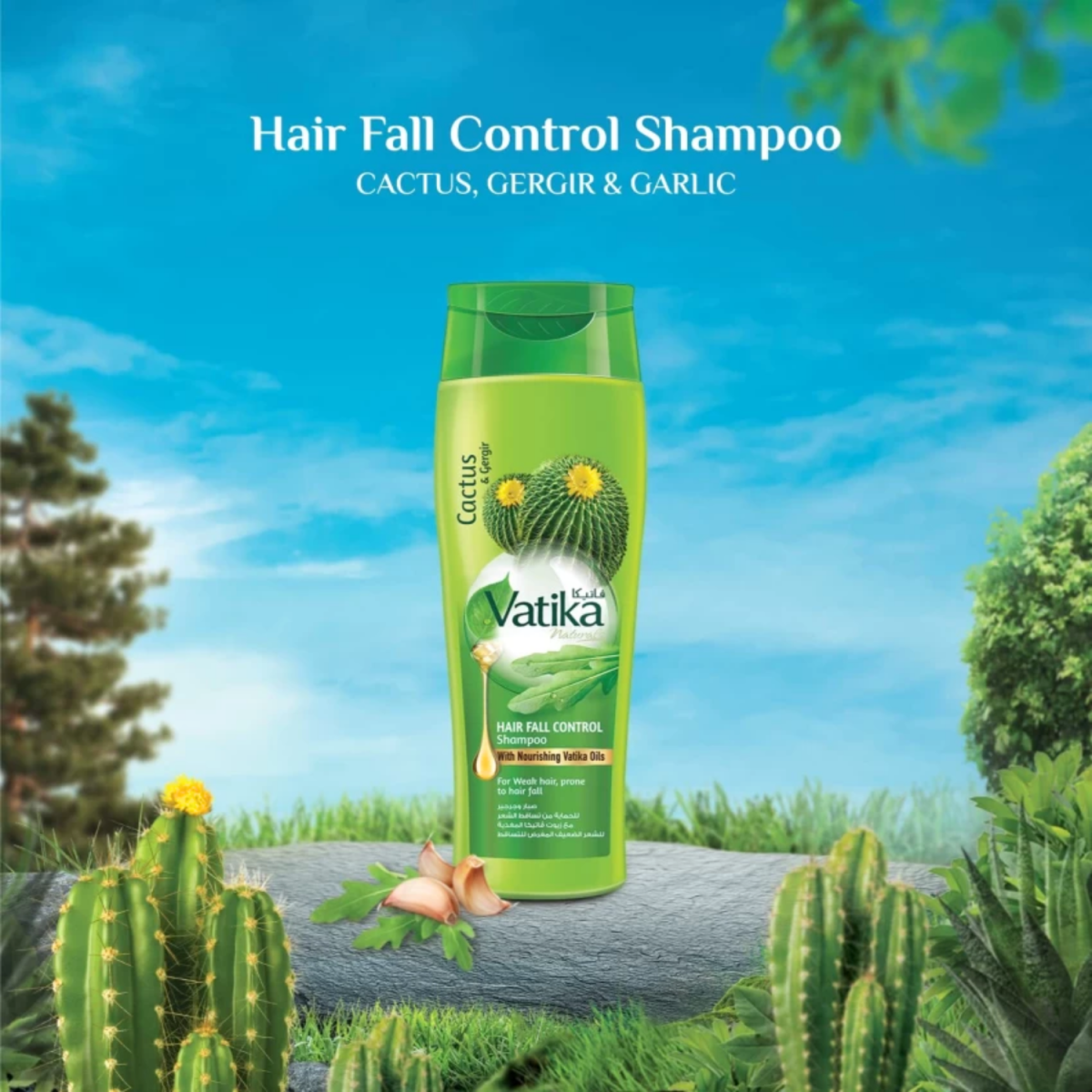 Vatika Cactus And Gergir For Hair Fall Control Shampoo 360ml - Gift Point