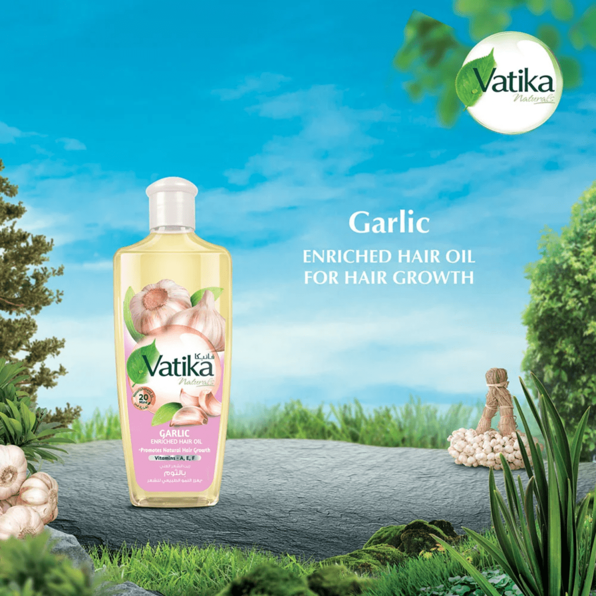 Vatika Naturals Garlic Enriched Hair Oil Vitamins A E & F 100ml - Gift Point
