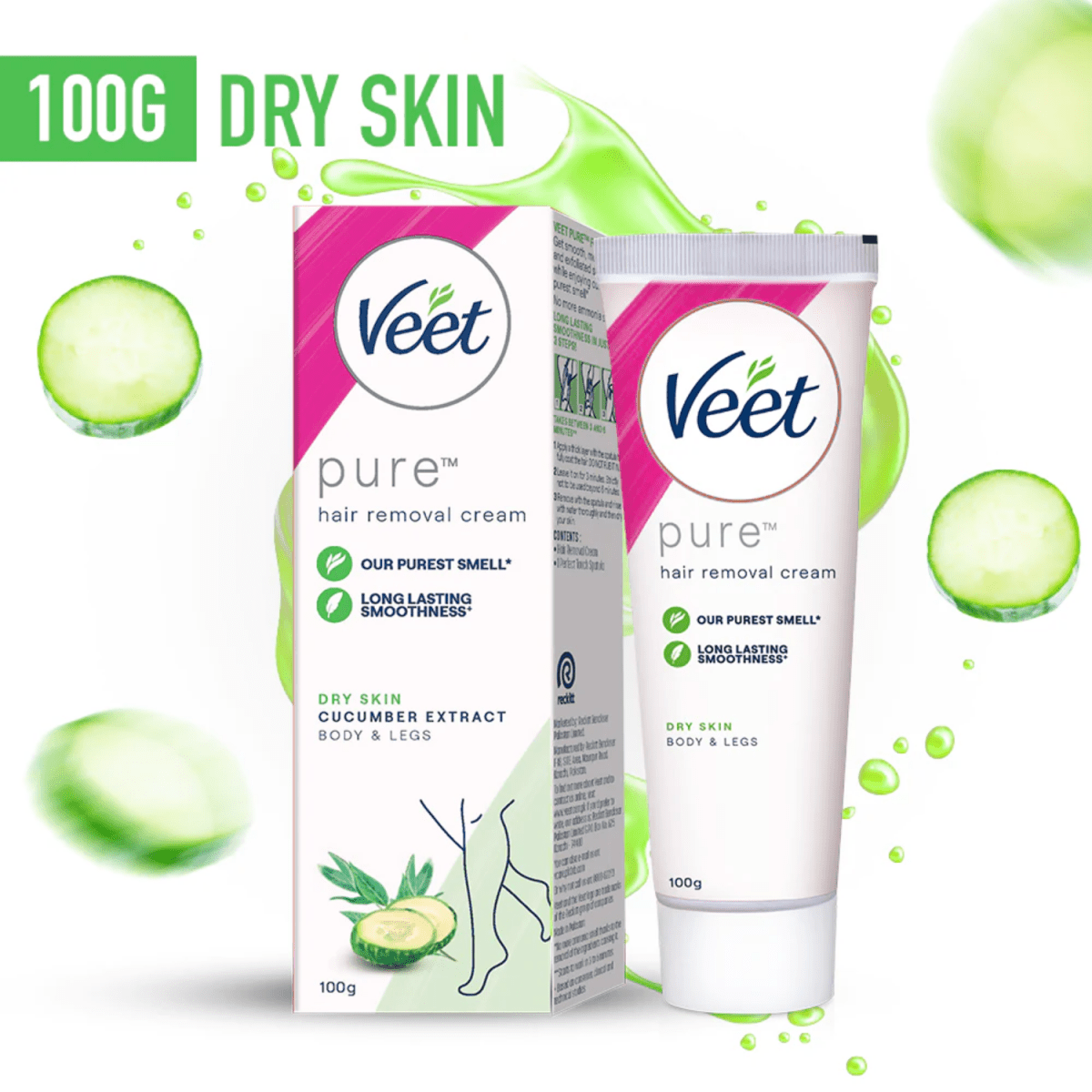 Veet Pure Hair Removal Cream For Dry Skin 100g - Gift Point