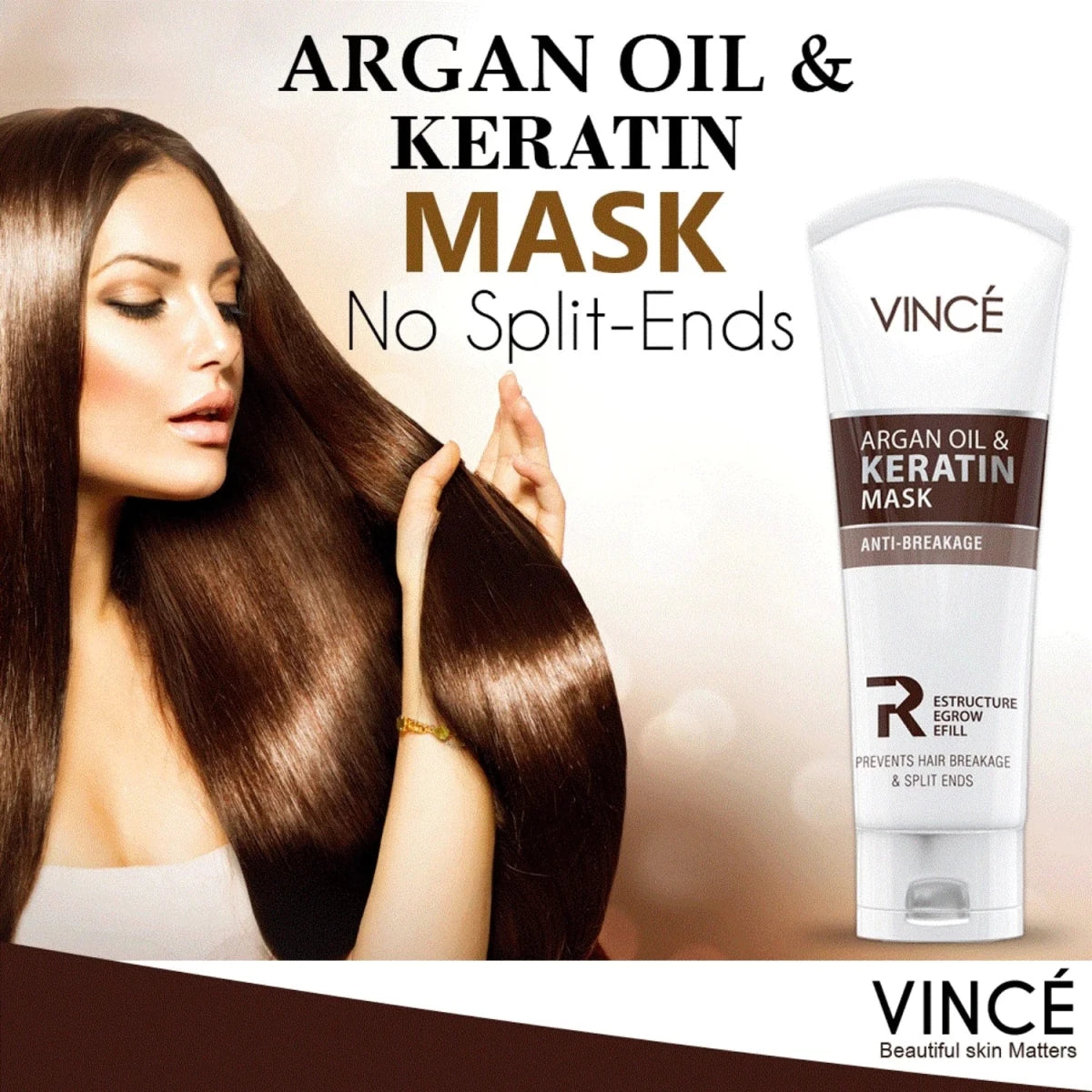 Vince Anti-Breakage Argan Oil & Keratin Hair Mask 200ml - Gift Point