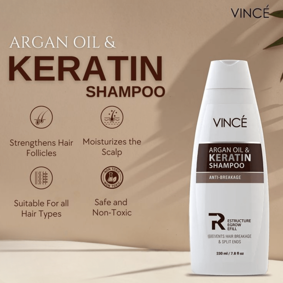 Vince Anti-Breakage Argan Oil & Keratin Shampoo 230ml - Gift Point