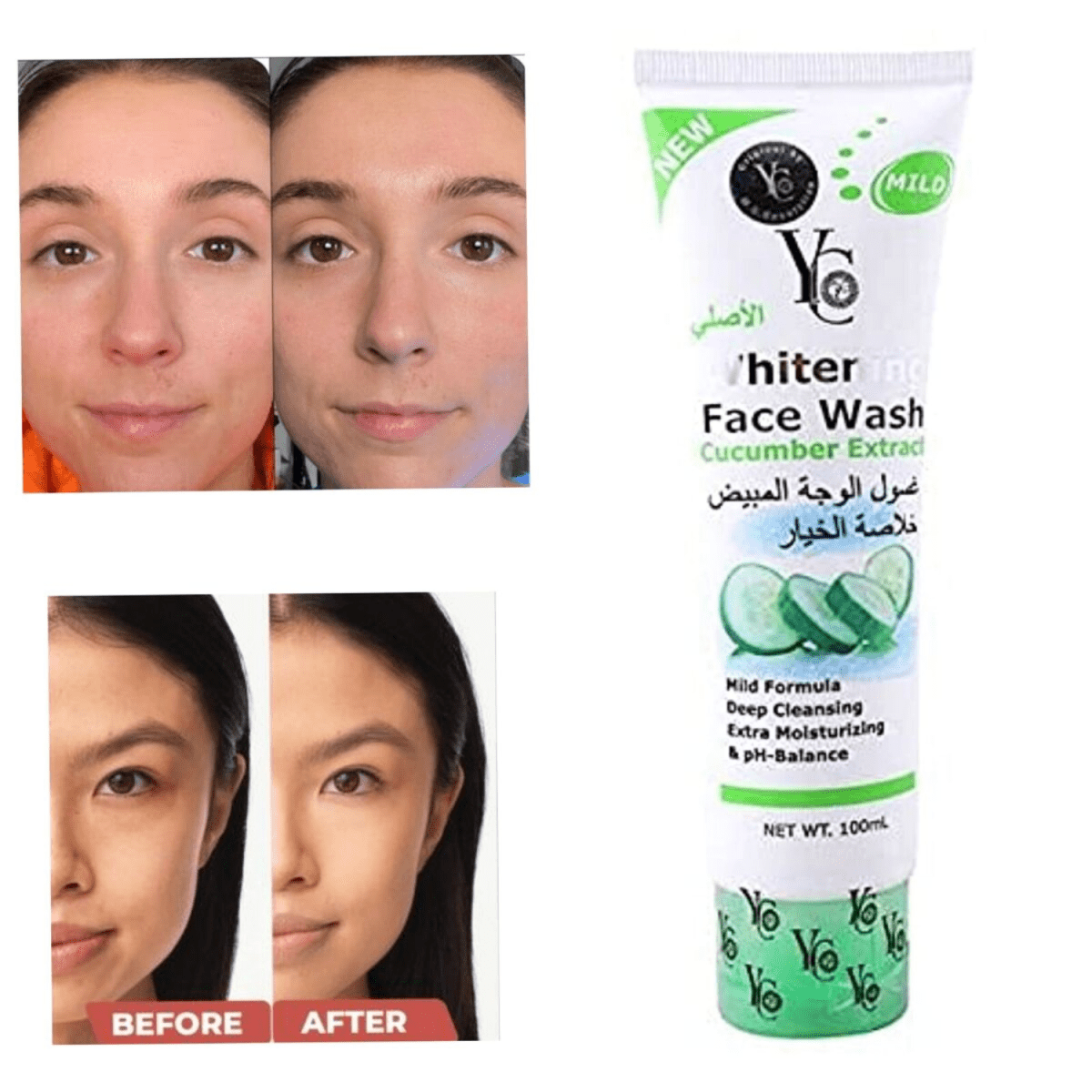 YC Whitening Face Wash Cucumber Extract 100ml - Gift Point