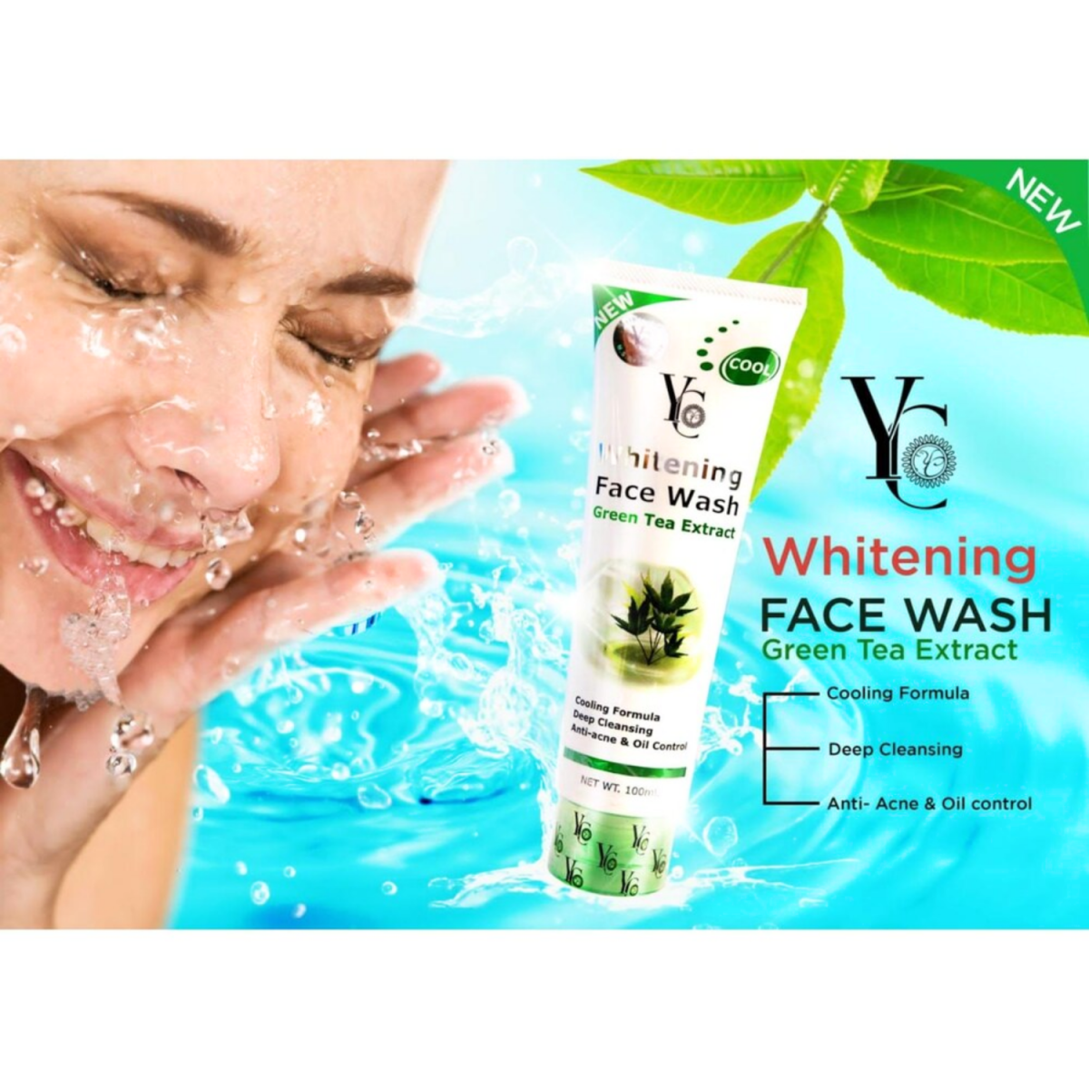 YC Whitening Face Wash, With Green Tea Extract, 100ml - Gift Point