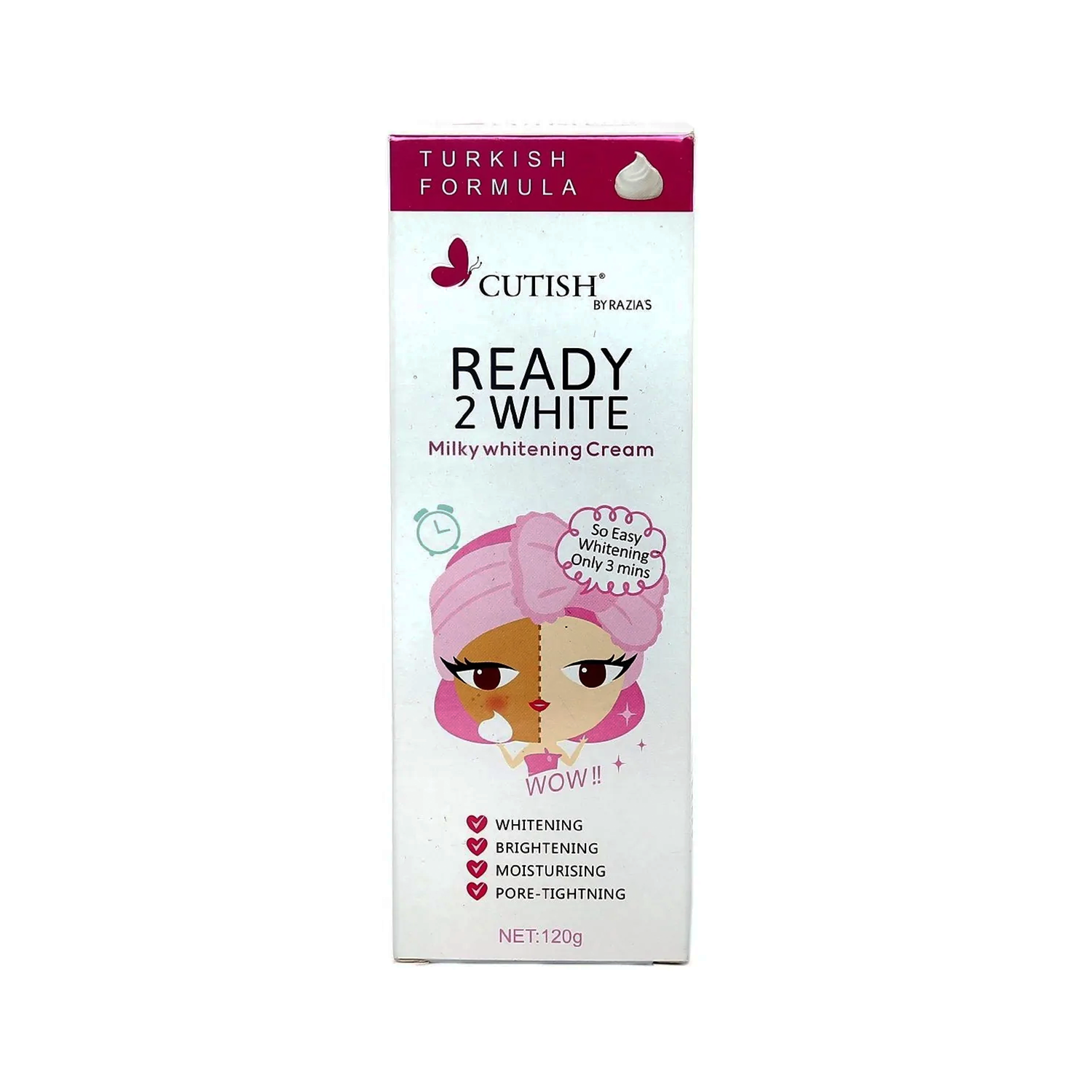 Cutish Ready To White Milky Instant Whitening Cream For Day & Night 120gm