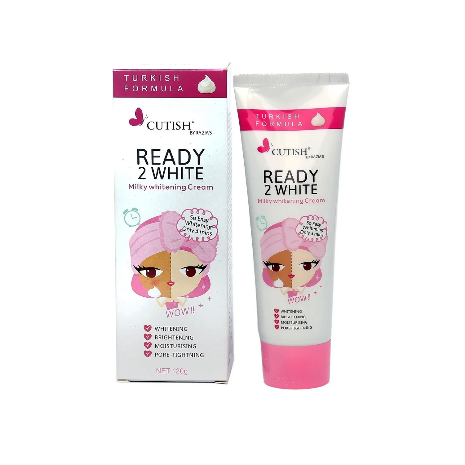 Cutish Ready To White Milky Instant Whitening Cream For Day & Night 120gm