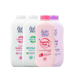 Babi Mild Baby Powder-380gm (Sweety Pink, Double Milk, Bioganik, White Sakura, Sweet Mild)