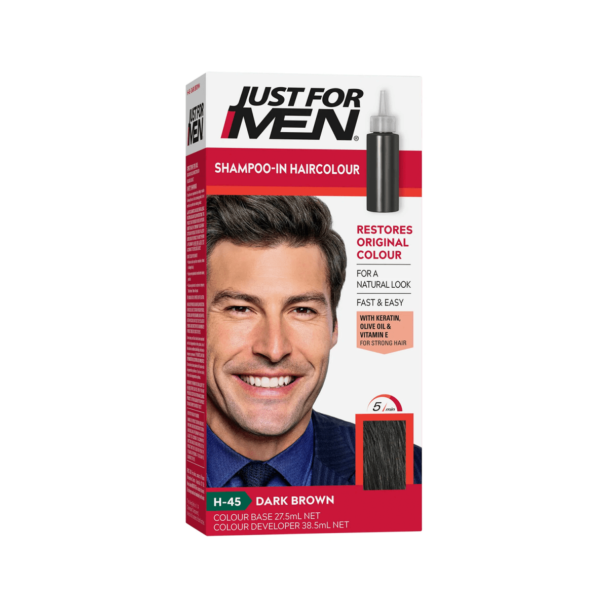 Just for Men Shampoo In Hair Colour Dark Brown H-45 - Gift Point