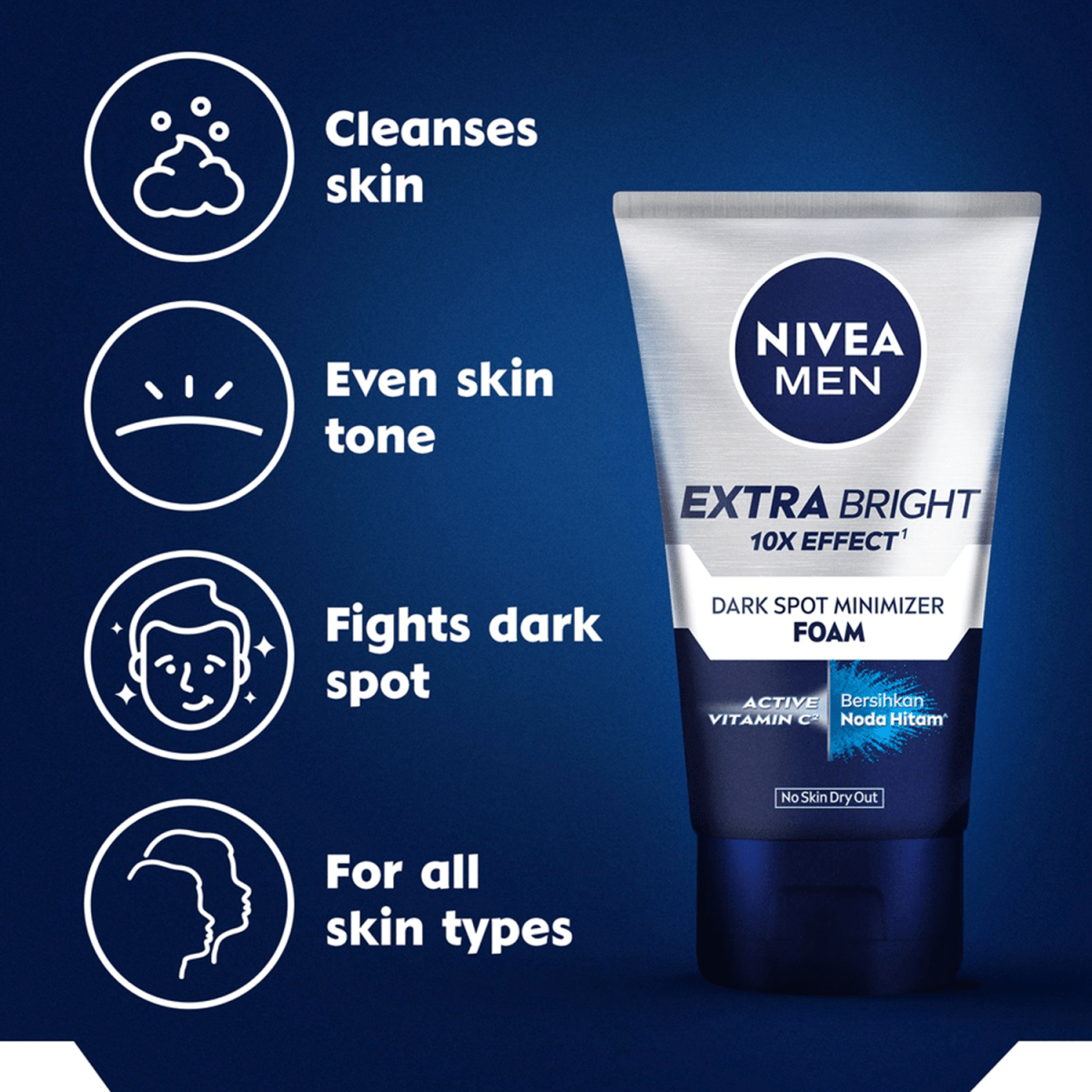 Nivea Men Facial Foam Extra White Dark Spot Minimizer 100ml - Gift Point